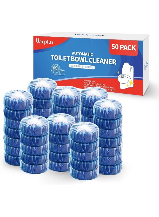 Vacplus Toilet Bowl Cleaners Tablet - Automatic Toilet Cleaners for Deodorizing & Descaling, Long-Lasting Toilet Bowl Cleaner Tablets with Sustained-Release Technology Against Tough Stains (50 PACK) - Image 1